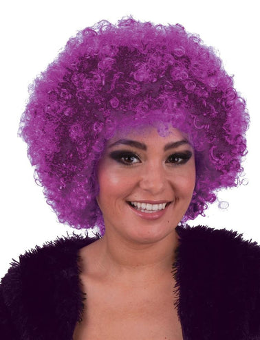 e-carnavalskleding-SYK Pruik hippie afro Evi paars
