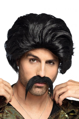 e-carnavalskleding-SYK Pruik huck Norris met snor zwart