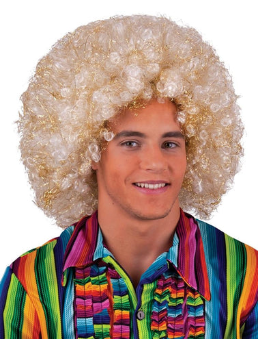 e-carnavalskleding-SYK Pruik maxi afro Sam wit goud