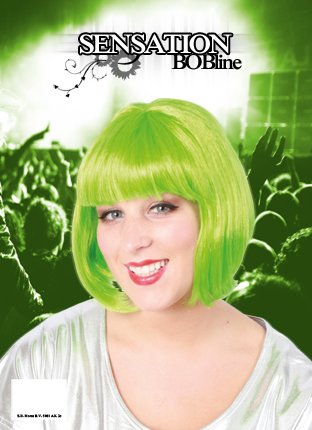 e-carnavalskleding-SYK Pruik sensation boblijn fluo groen
