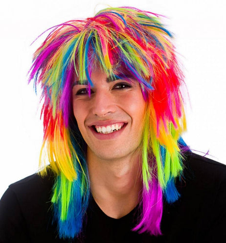 e-carnavalskleding-SYK Regenboog pruik 80- jaren pop