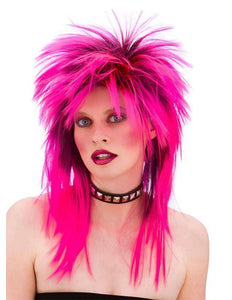 e-carnavalskleding-SYK Rocker pruik neon roze 80-jaren