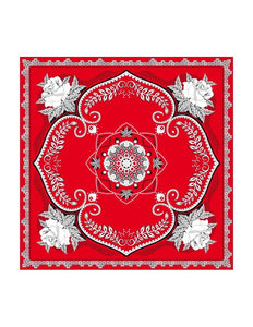 e-carnavalskleding-SYK Rode zakdoek met bloemen motief 63X63cm
