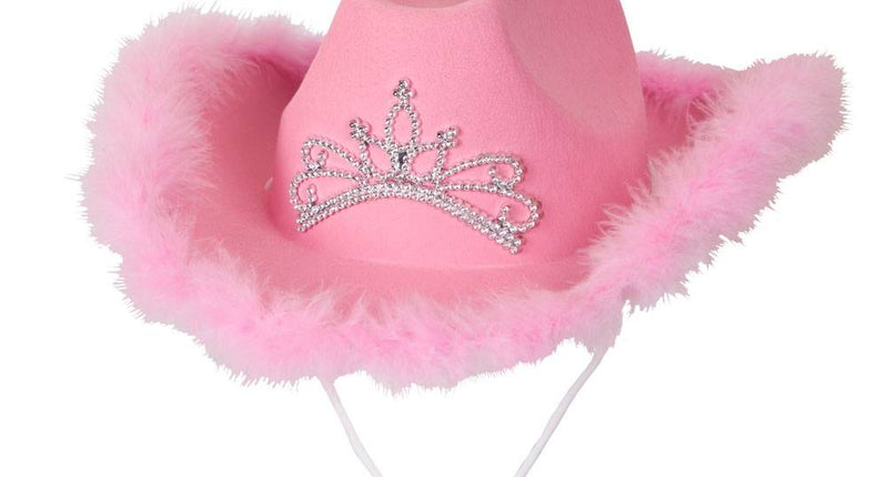 e-carnavalskleding-SYK Roze cowboyhoed luxe met veren