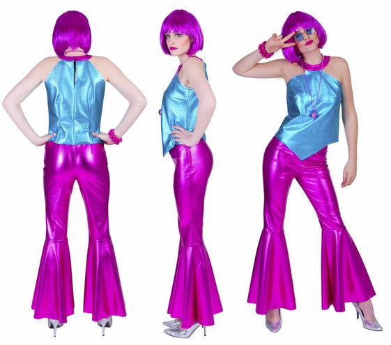 e-carnavalskleding-SYK Roze Fuchsia disco Fever broek dames
