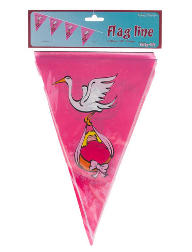 e-carnavalskleding-SYK Roze vlaggenlijn slinger meisje 5mtr.