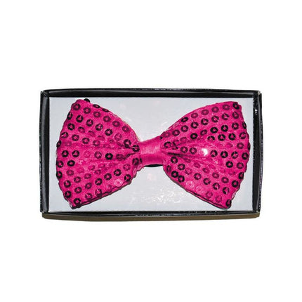 e-carnavalskleding-SYK Roze/Fuchsia glitter vlinderdas met pailletten