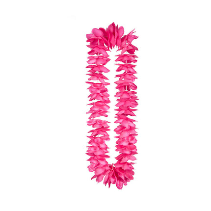 e-carnavalskleding-SYK Roze/Fuchsia Hawaii bloemenslinger satijn look