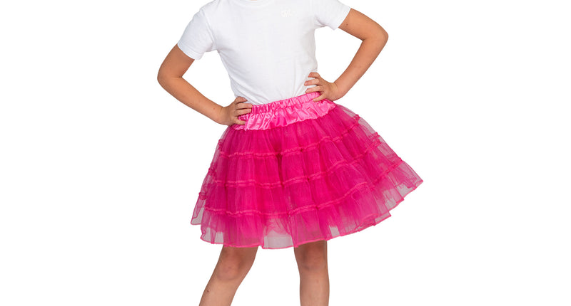 e-carnavalskleding-SYK Roze/Fuchsia tule rok Sterre kinderen