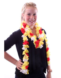 e-carnavalskleding-SYK Schelpjes sjaal rood/wit/geel 150 cm
