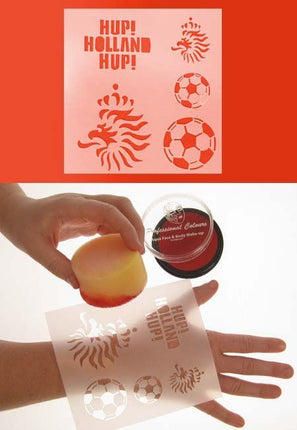 e-carnavalskleding-SYK Schmink sjabloon voetbal Nederland hup holland hup