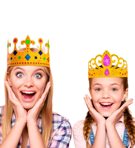 e-carnavalskleding-SYK Set van 6 beschilderbare kronen, 3 soorten assorti