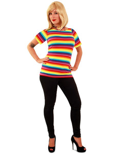 e-carnavalskleding-SYK Shirt regenboog print dames