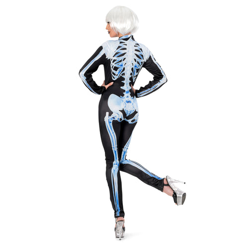 e-carnavalskleding-SYK Skelet jumpsuit Blauw