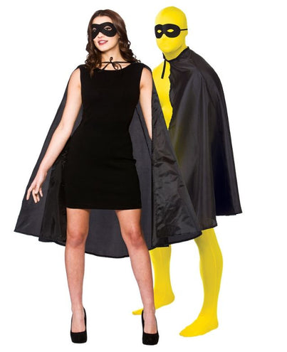 e-carnavalskleding-SYK Super Hero Cape met masker in zwart