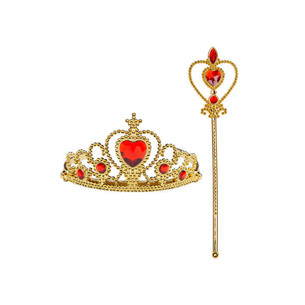 e-carnavalskleding-SYK Tiara met gouden koninginnen kroon met scepter