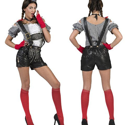 e-carnavalskleding-SYK Tiroler blouse dames zwart wit geblokt
