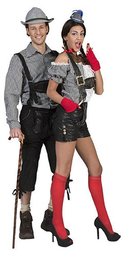 e-carnavalskleding-SYK Tiroler blouse zwart wit geblokt