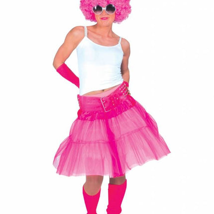 e-carnavalskleding-SYK Tule rok roze stroken fluor