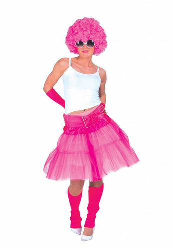 e-carnavalskleding-SYK Tule rok roze stroken fluor