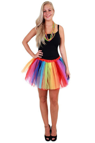 e-carnavalskleding-SYK Tule rokje regenboog strepen one size dames