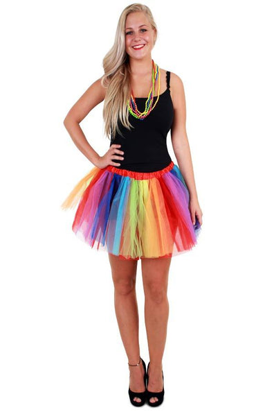 e-carnavalskleding-SYK Tule rokje regenboog strepen one size dames