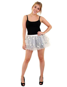 e-carnavalskleding-SYK Tule rokje wit met dots one size dames