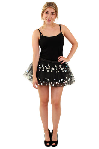 e-carnavalskleding-SYK Tule rokje zwart met dots dames one size