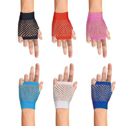 e-carnavalskleding-SYK Turquoise visnet handschoenen kort model