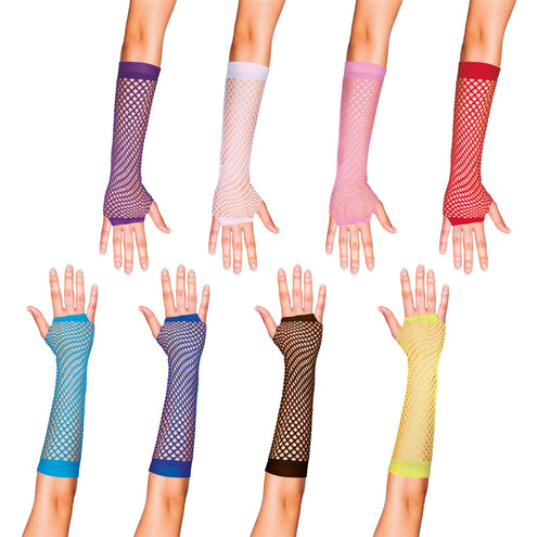 e-carnavalskleding-SYK Turquoise visnet handschoenen lang model