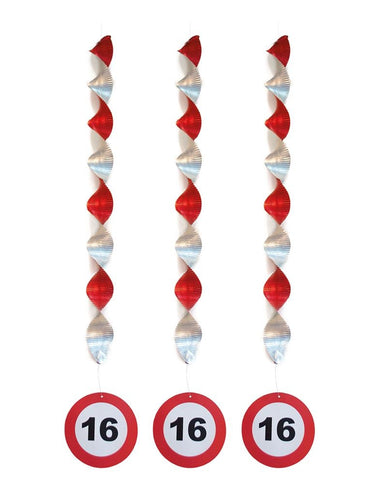 e-carnavalskleding-SYK Versiering 16 jaar hangdecoratie verkeersbord