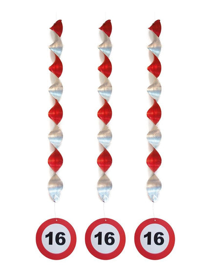 e-carnavalskleding-SYK Versiering 16 jaar hangdecoratie verkeersbord