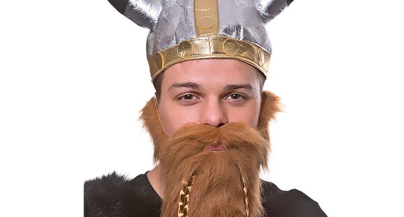 e-carnavalskleding-SYK Viking Baard met vlechten bruin