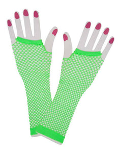 e-carnavalskleding-SYK Vingerloze lange net-handschoenen neon groen