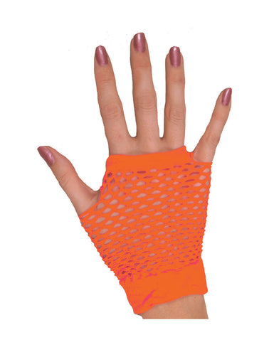 e-carnavalskleding-SYK Vingerloze nethandschoenen Evi neon oranje