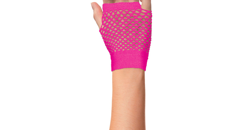 e-carnavalskleding-SYK Vingerloze nethandschoenen Evi neon roze