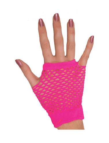 e-carnavalskleding-SYK Vingerloze nethandschoenen Evi neon roze