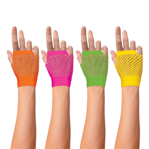 e-carnavalskleding-SYK Vingerloze nethandschoenen Evi neon roze