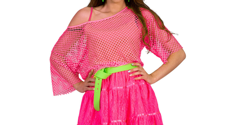 e-carnavalskleding-SYK Visnet shirt Evi in neon roze