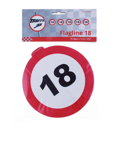 e-carnavalskleding-SYK Vlaggenlijn  verkeersbord 18  jaar