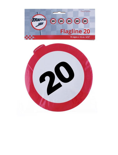 e-carnavalskleding-SYK Vlaggenlijn  verkeersbord 20  jaar