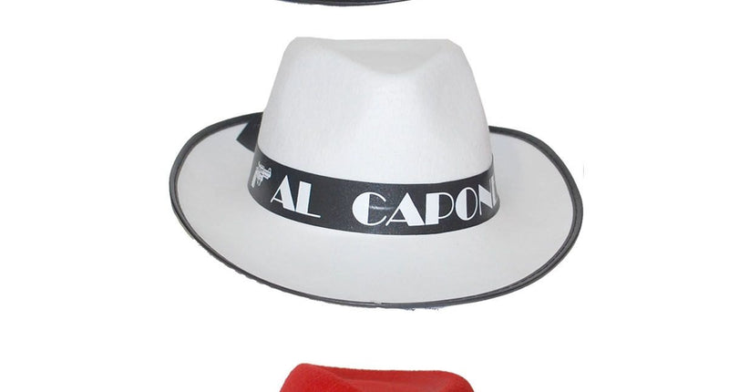 e-carnavalskleding-SYK Witte Al Capone hoed met zwarte band