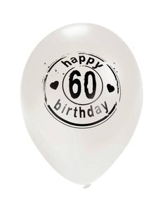 e-carnavalskleding-SYK Witte ballon HAPPY 60 BIRTHDAY Ø50 cm