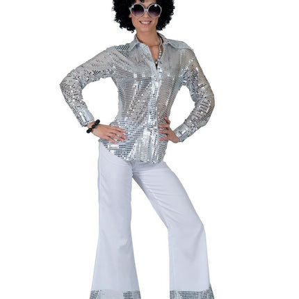 e-carnavalskleding-SYK Witte glitter discobroek