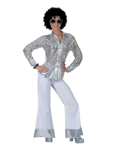 e-carnavalskleding-SYK Witte glitter discobroek