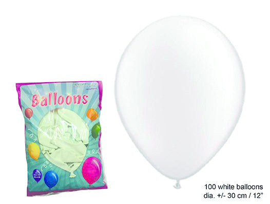 e-carnavalskleding-SYK Witte  latex  ballonnen 30cm