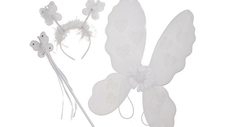 e-carnavalskleding-SYK Witte vlinder verkleed set Minnie 3-delig