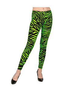 e-carnavalskleding-SYK Zebra legging disco neon groen dames