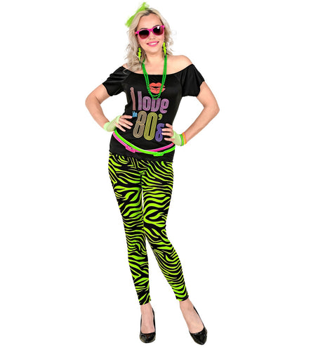 e-carnavalskleding-SYK Zebra legging disco neon groen dames
