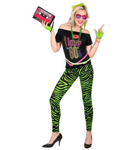 e-carnavalskleding-SYK Zebra legging disco neon groen dames